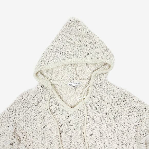 Young Fabulous & Broke Popcorn Knit Hoodie Sweater Small Cream Clean Girl Comfy - Picture 8 of 15